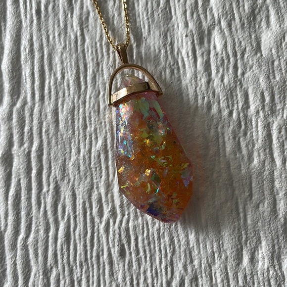 14k Gold Fill Necklace Beautiful Handmade Resin Pendant - Picture 6 of 11